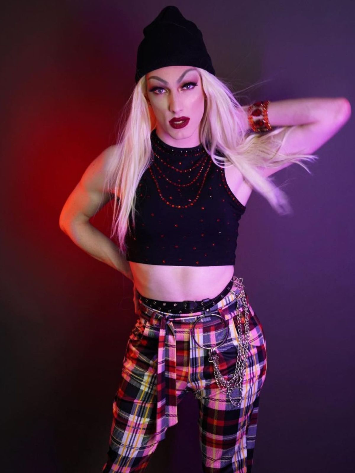 a woman standing in a room